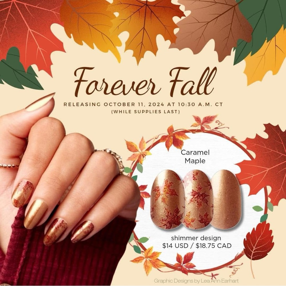 Color Street Forever Fall Caramel Maple Press-On Nail Strips - Gold & Brown